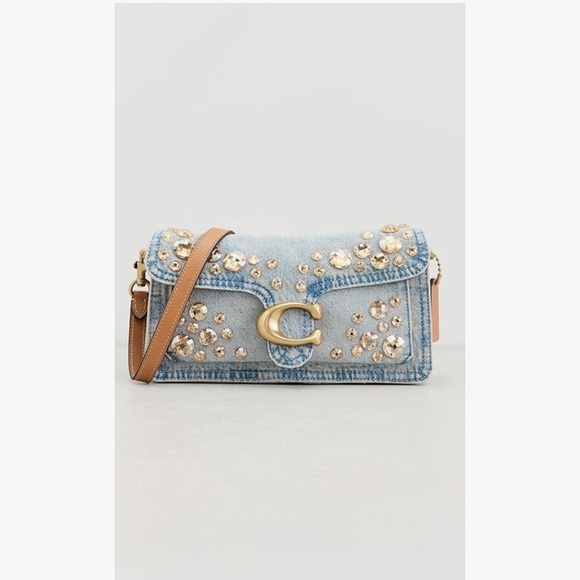 New Coach Tabby 26 Denim Shoulder Bag with Gold Accents - Picture 2 of 6